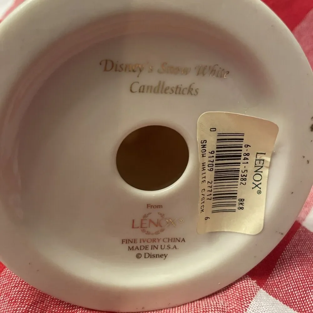 Lenox Disney Fine China 24k Gold “Snow White”Candlesticks Set of 2 5” Tall